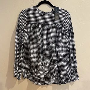 Size SMALL! ROOLEE Navy and White Gingham Top